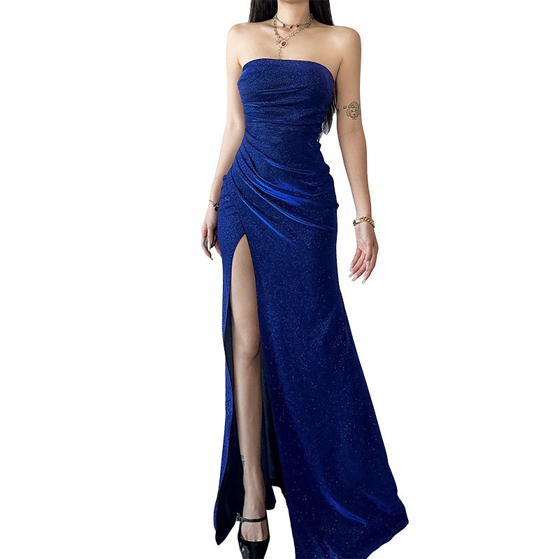 Vestido tubo brillante de corte ajustado, estilo veraniego ya la moda.