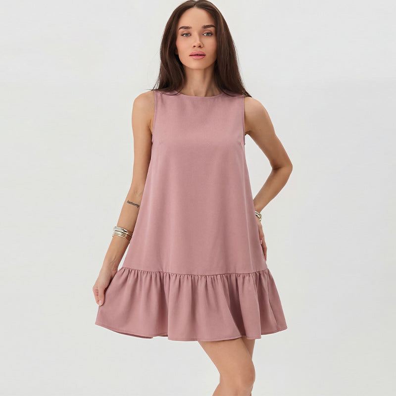 Vestido sin mangas de moda para el verano de 2026 con falda de corte A