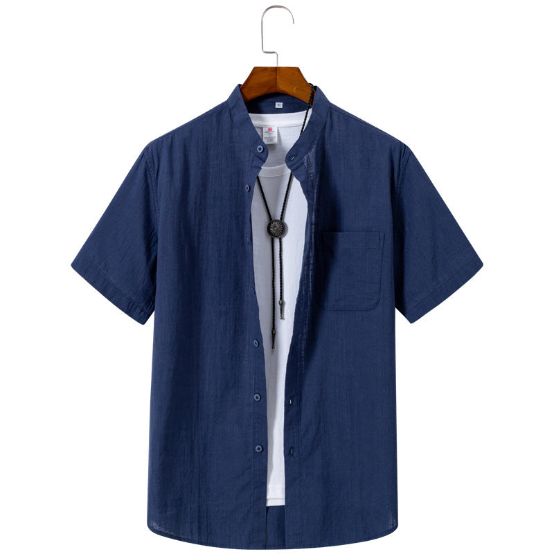 Camisa de manga corta de algodón transpirable con tejido de bambú para hombre