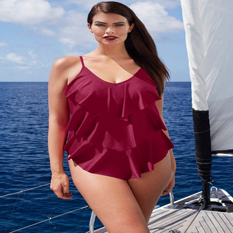 nuevo traje Color explosión tamaño Siamés traje de baño Sexy bikinis espalda descubierta cubre vientre grande