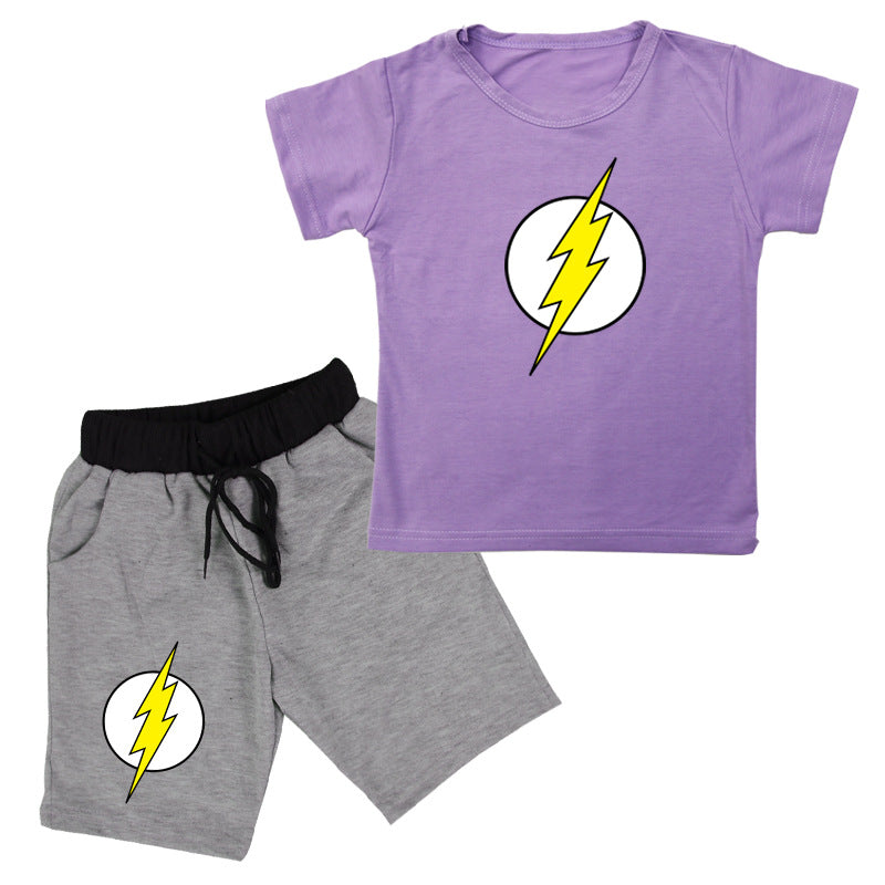 Conjunto Flash de Algodón de Manga Corta para Niño — Superhéroe Verano