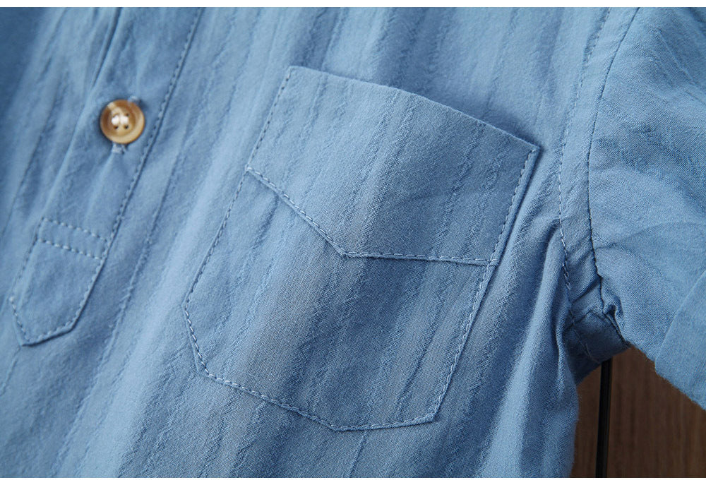 Camisa de Manga Corta de Color Liso para Niño — Estilo Coreano Verano