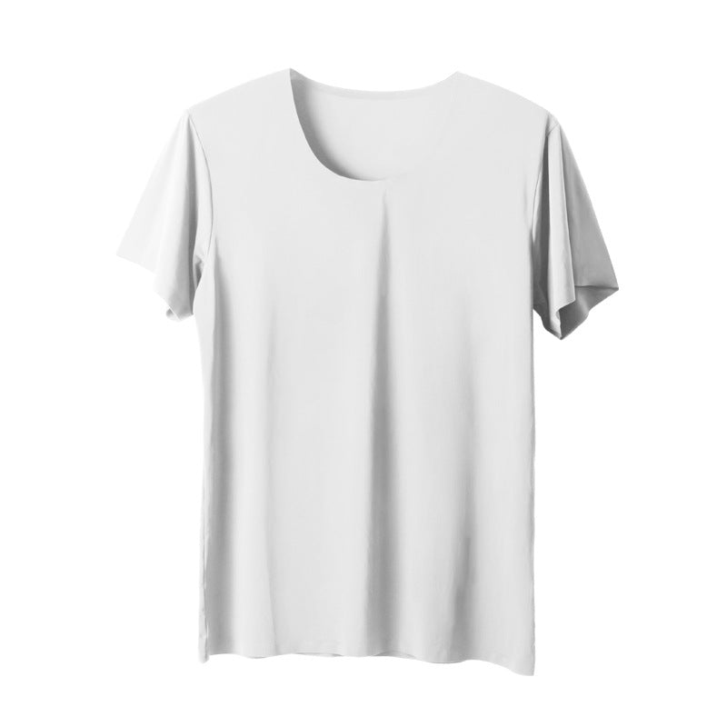 Camiseta de manga corta sin costuras de seda helada para hombre, ideal para el verano.