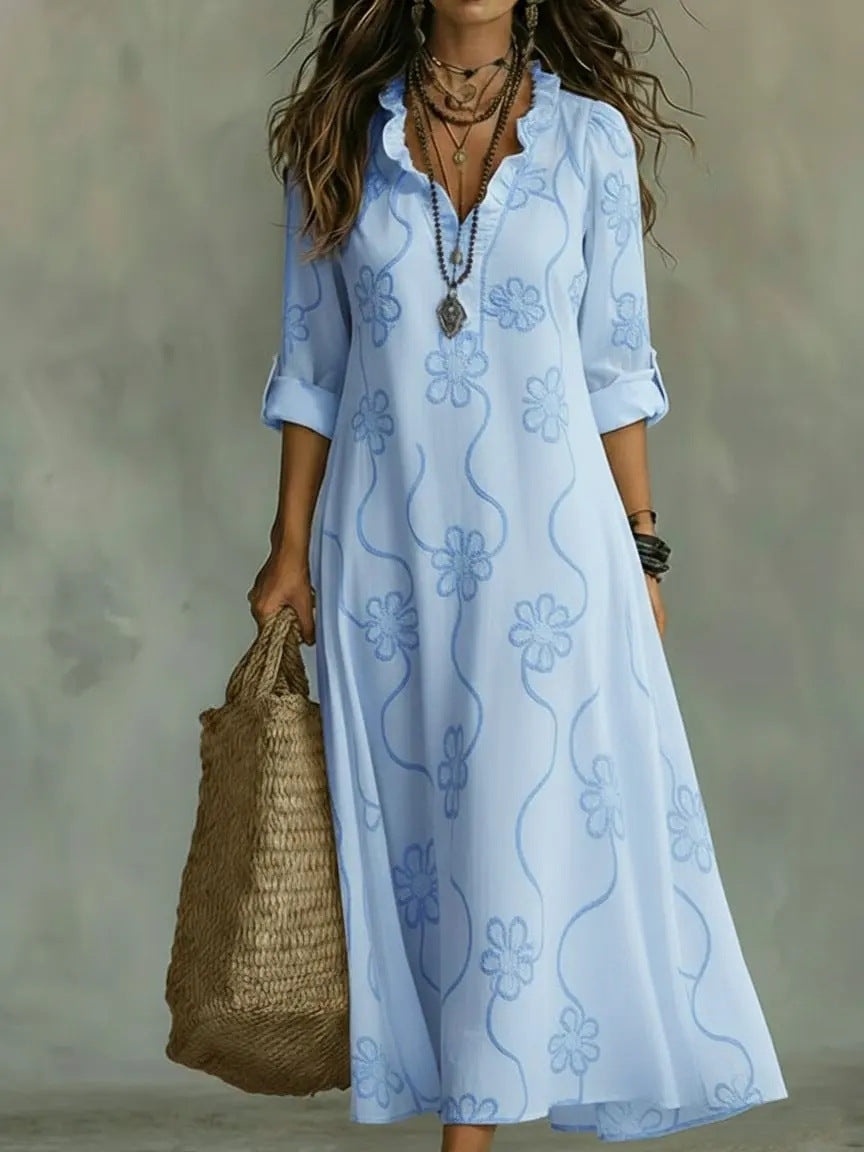 Vestido bata informal holgado estampado