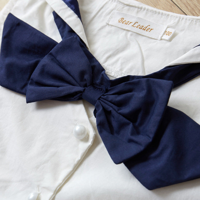 Vestido de Marinera Blanco y Azul Marino para Niñas