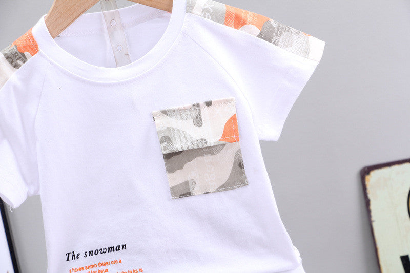 Conjunto Estilo Militar para Niño — Camuflaje Camiseta y Pantalón Corto