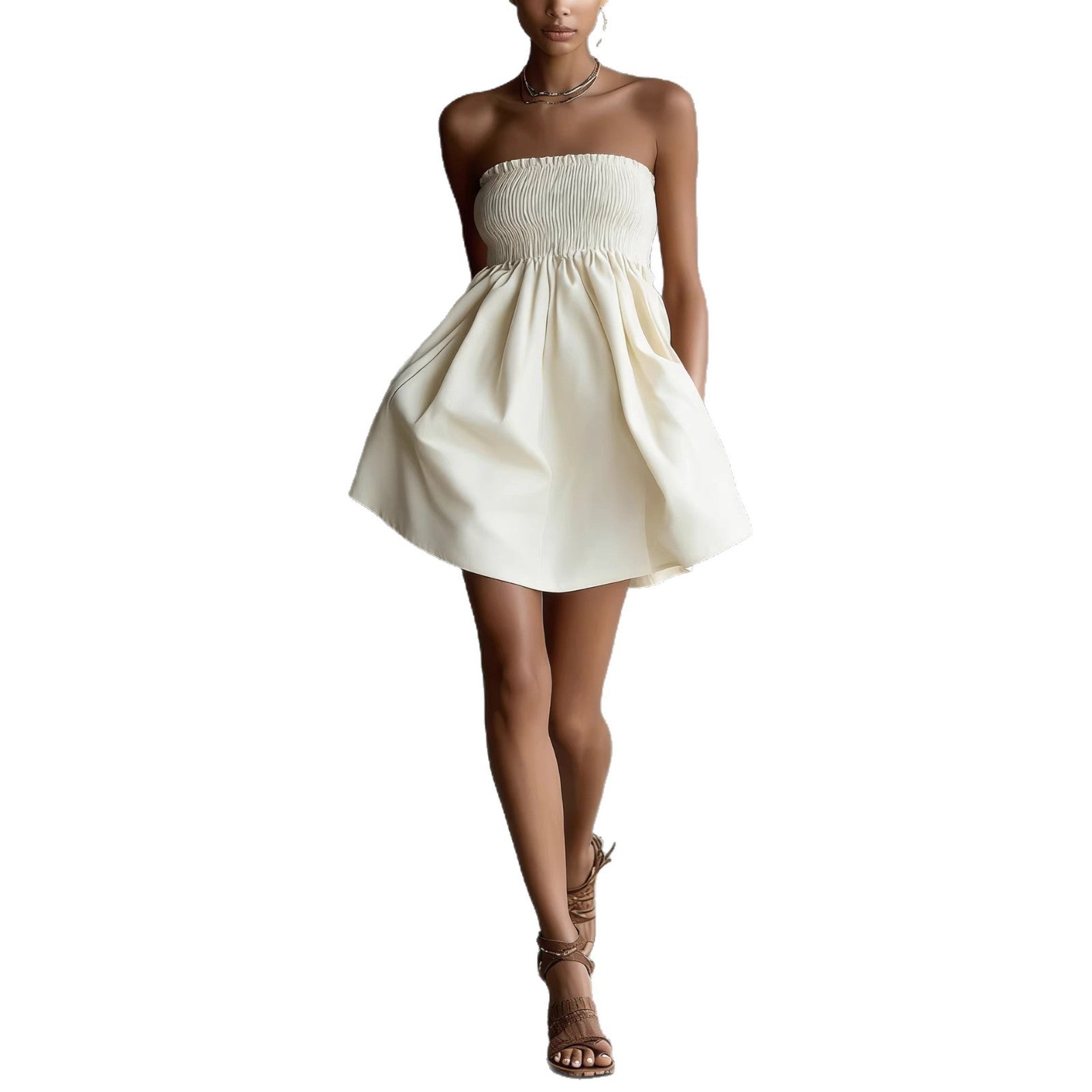 Women's Solid Color Strapless Tube Dress