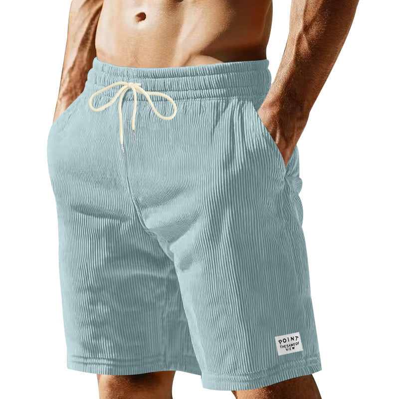 Pantalones cortos de hombre de color liso, con cordones, corte holgado y pierna recta para el verano