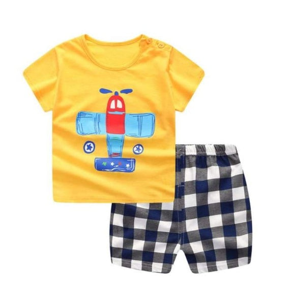 Conjunto Infantil de Dos Piezas con Estampado de Dibujos Animados — Bebé Verano