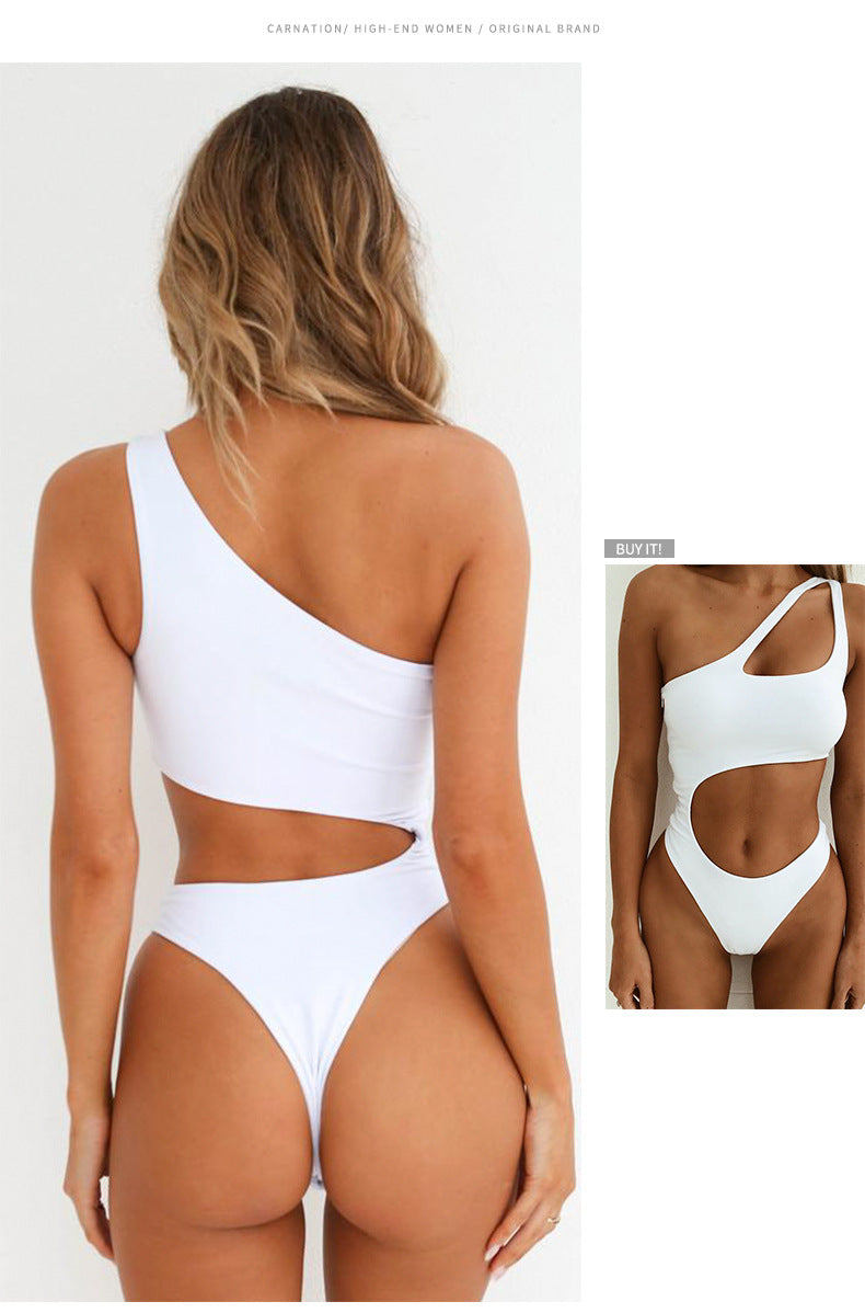 Traje de Baño Una Pieza Color Liso Mujer — Nailon