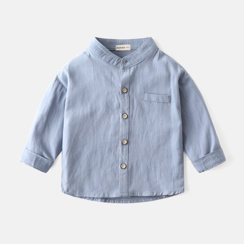 Camisa de Niño Color Liso con Cuello Alto — Moda Infantil
