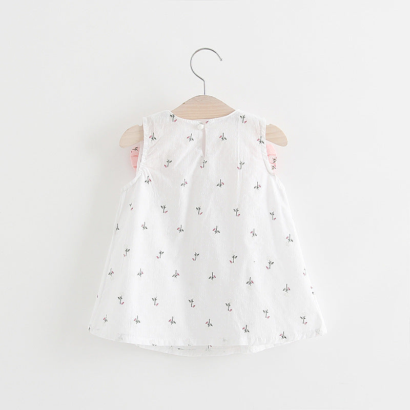 Falda Halter con Estampado Floral y Lazo para Niña — Algodón