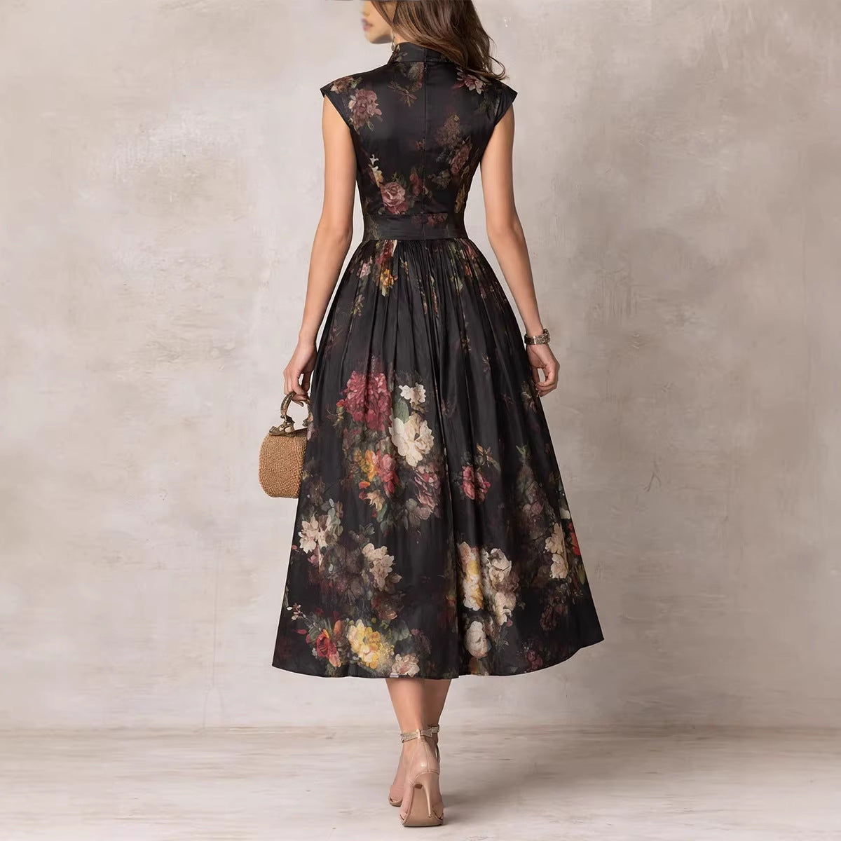 Vestido sin Mangas Estampado Slim Fit para Mujer