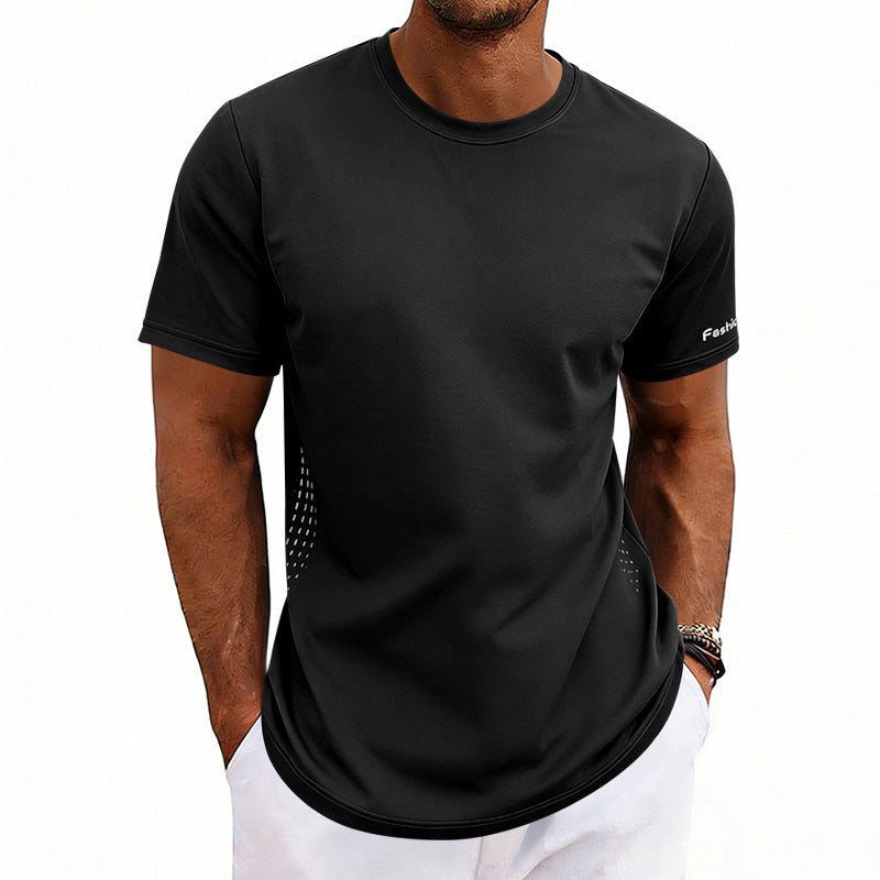 Camiseta deportiva de verano de manga corta con cuello redondo y secado rápido para hombre, tallas grandes