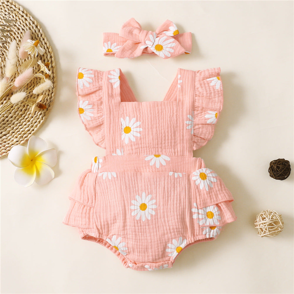 Pelele para Niña con Estampado y Lazo — Algodón Bebé