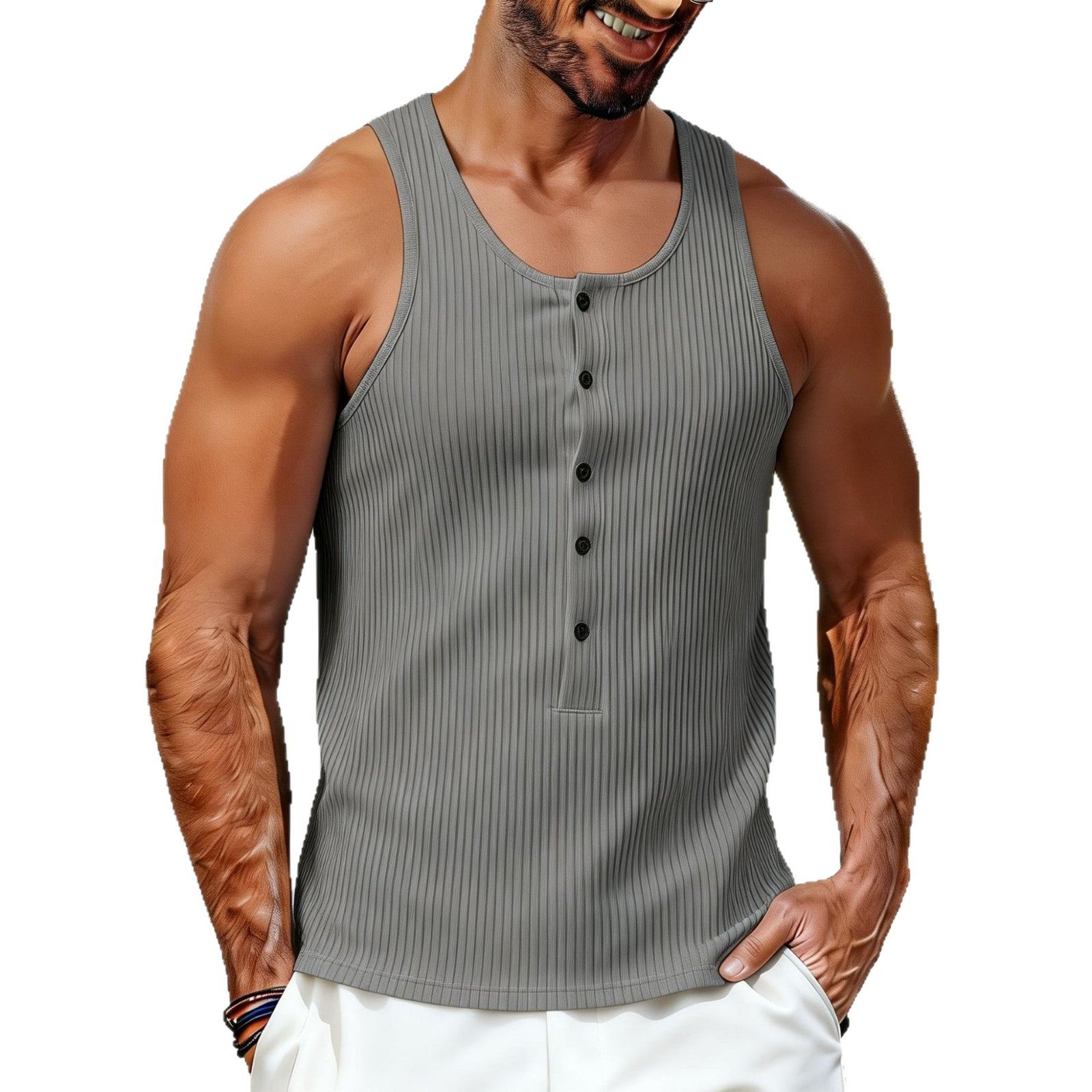 Camiseta sin mangas de punto para hombre