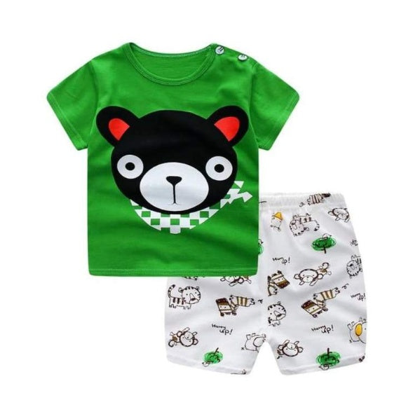 Conjunto Infantil de Dos Piezas con Estampado de Dibujos Animados — Bebé Verano