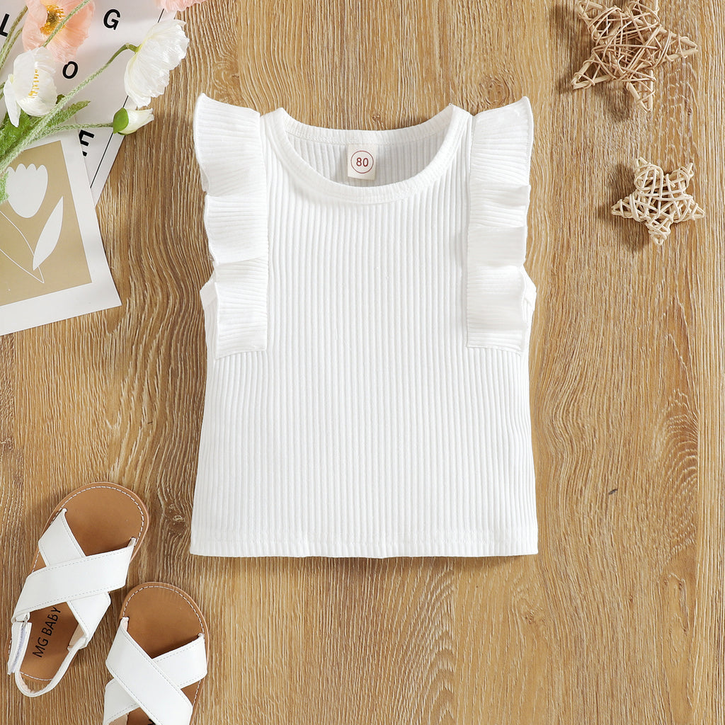 Conjunto de Dos Piezas con Top Sin Mangas y Falda Floral para Niña — Algodón 95%