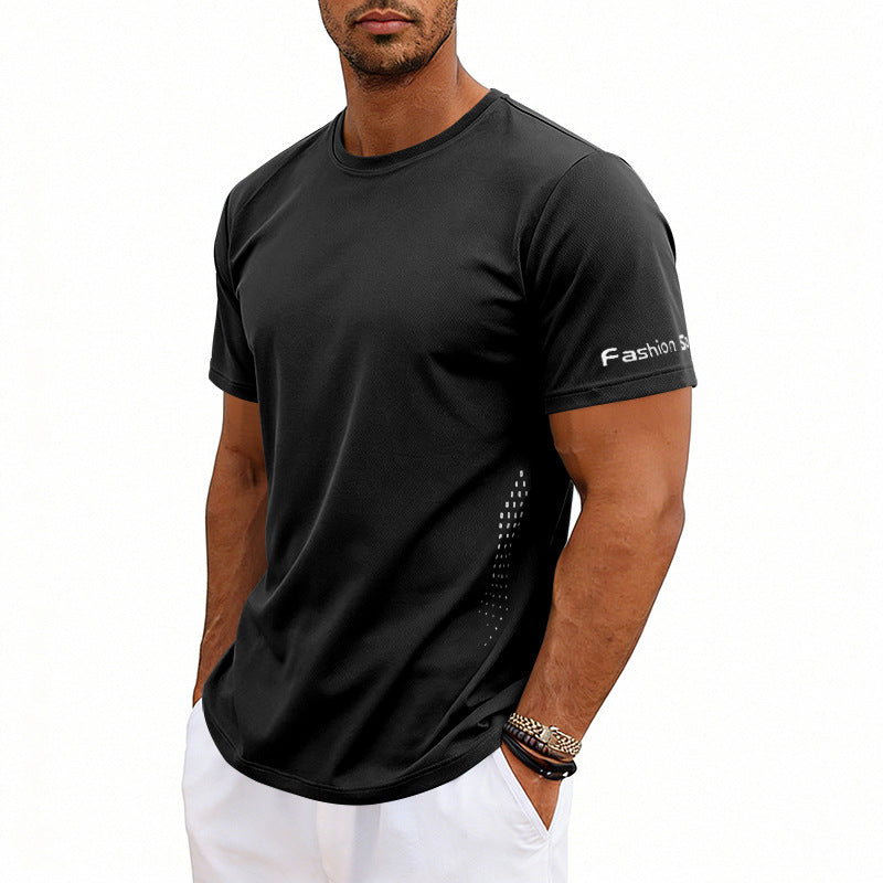 Camiseta deportiva de verano de manga corta con cuello redondo y secado rápido para hombre, tallas grandes
