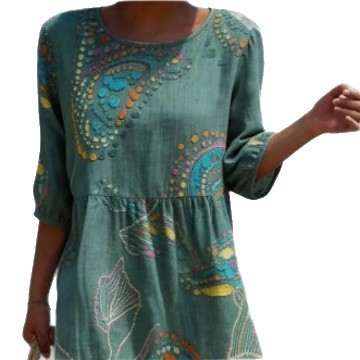 3D Printed Long-Sleeve Crew Neck Dress