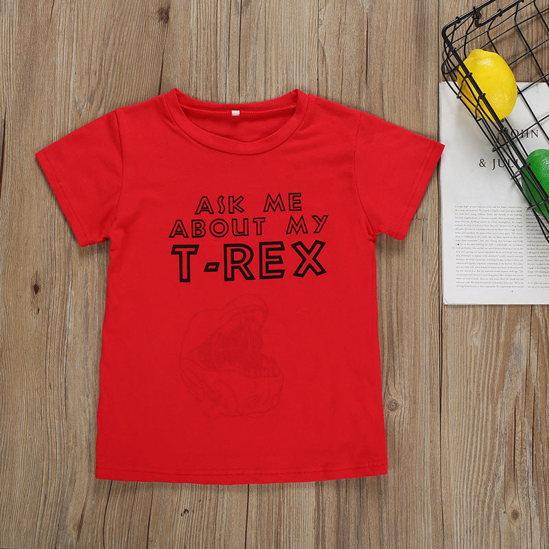 Camiseta de Algodón con Dinosaurio de Dibujos para Niño — Estampado Infantil