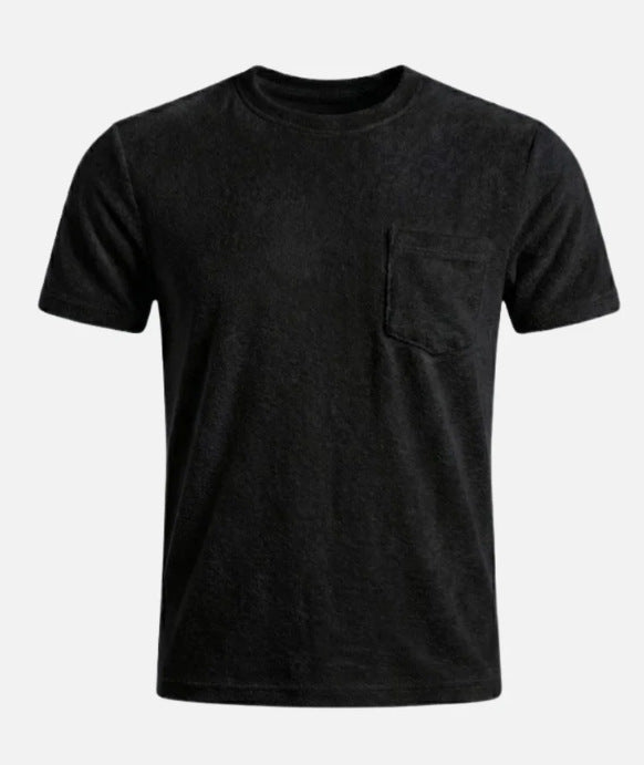 Camiseta de manga corta con cuello redondo, estampado digital 3D y bolsillo estilo retro, que combina con todo.
