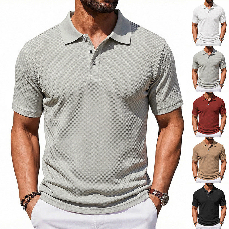 Polo de cuadros para hombre, transpirable