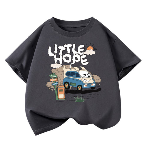 Camiseta de manga corta holgada de algodón para niño
