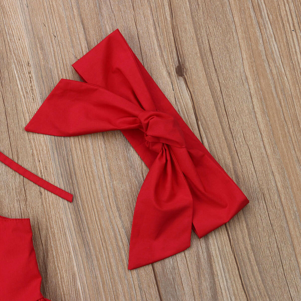 Conjunto de Dos Piezas para Niña — Vestido de Tirantes y Tocado a Juego