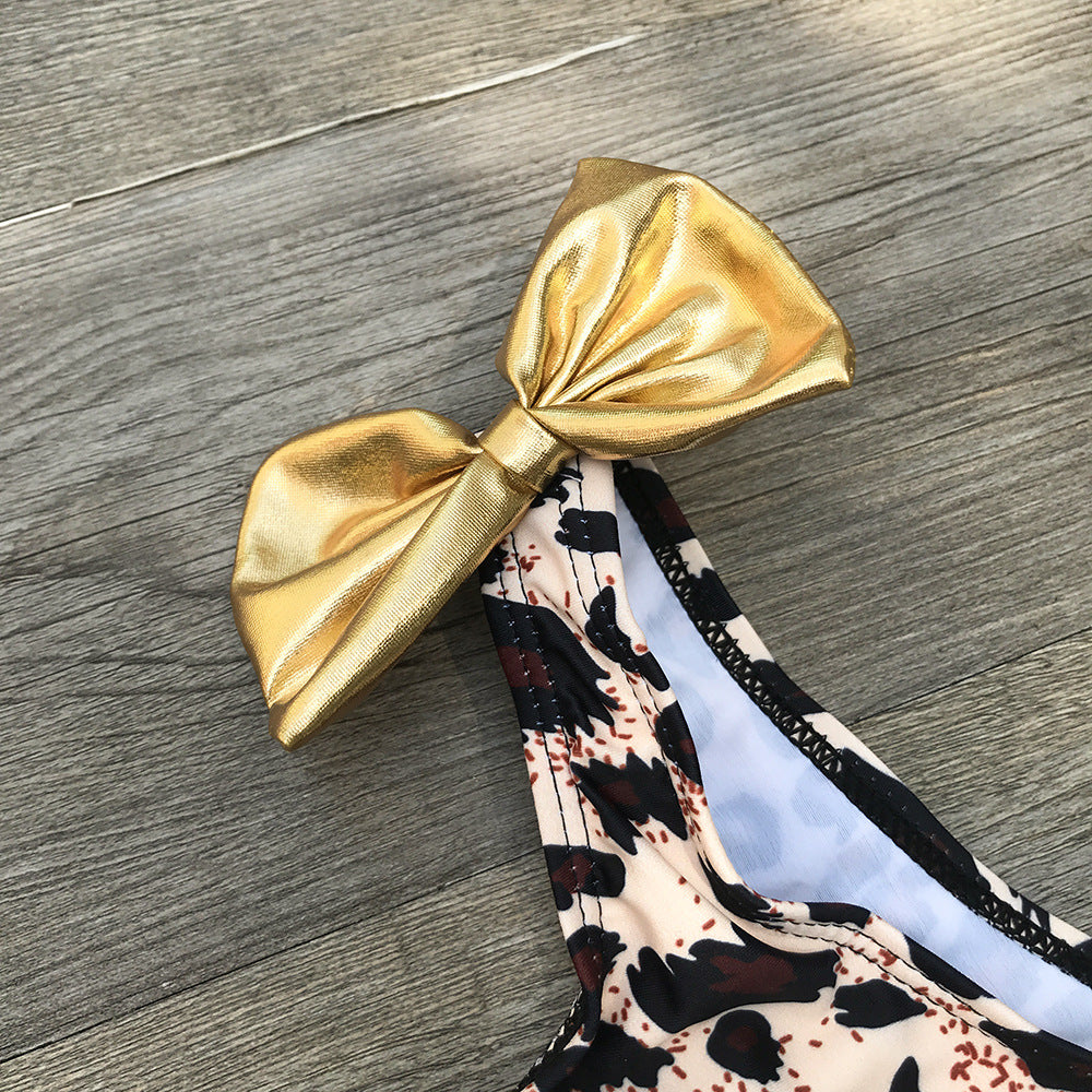 Bikini Tres Piezas Niñas Estampado Leopardo — Bañador Infantil