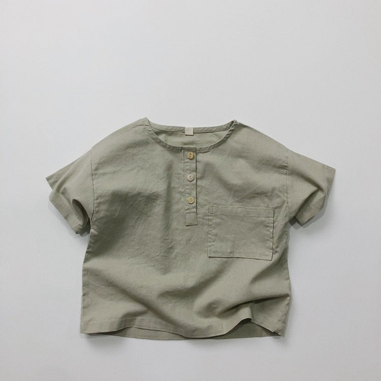 Camiseta Infantil de Ramio Transpirable — Estilo Retro Verano