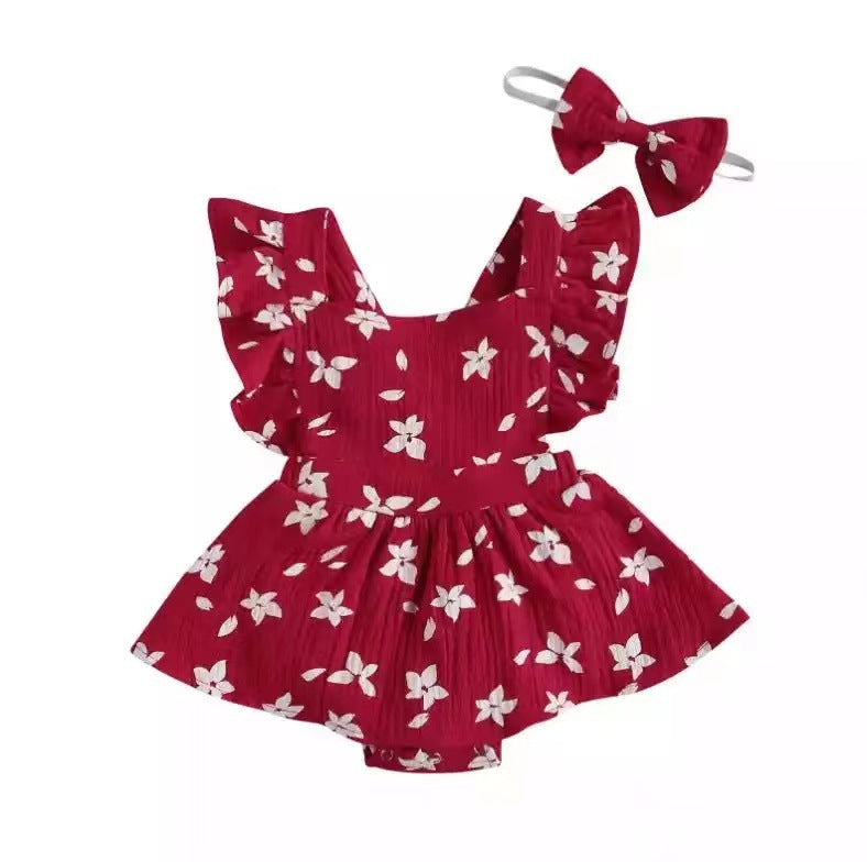 Pelele para Niña con Estampado y Lazo — Algodón Bebé