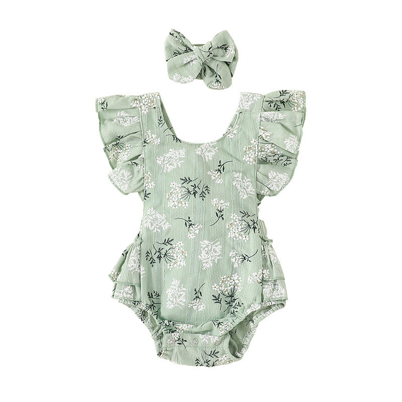 Pelele para Niña con Estampado y Lazo — Algodón Bebé