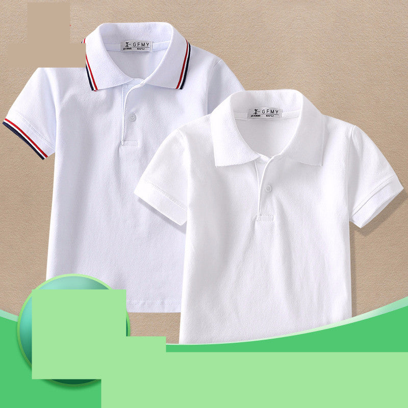 Camiseta Infantil Blanca con Solapa para Niños — Algodón