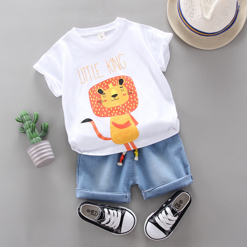 Conjunto de Camiseta con Estampado de León para Niño — Salvaje y Divertido