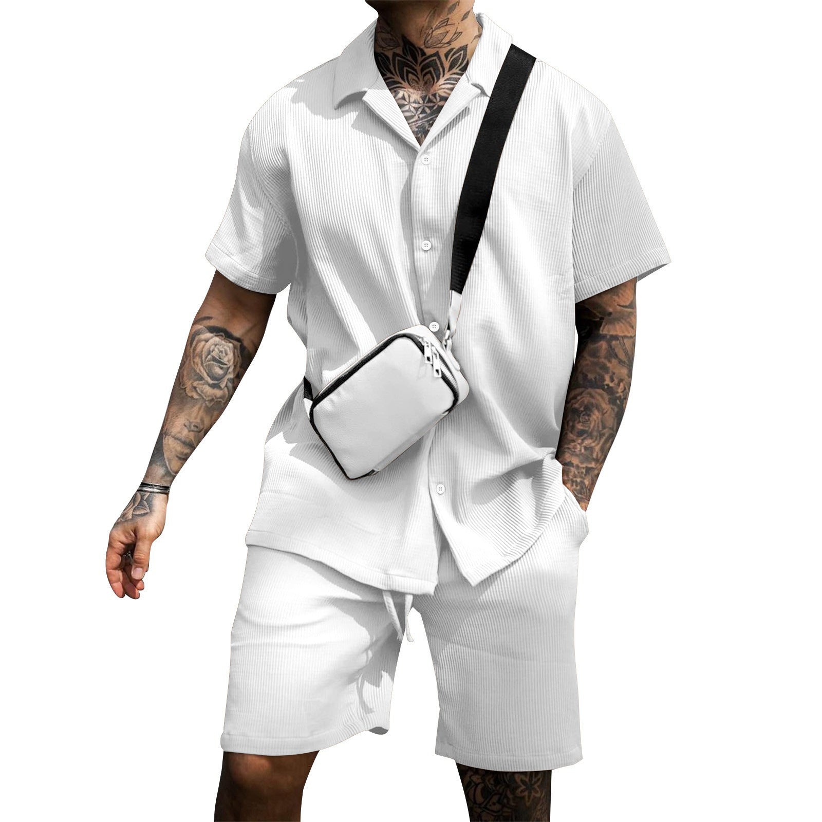 Traje de polo de manga corta para hombre, informal y cómodo.