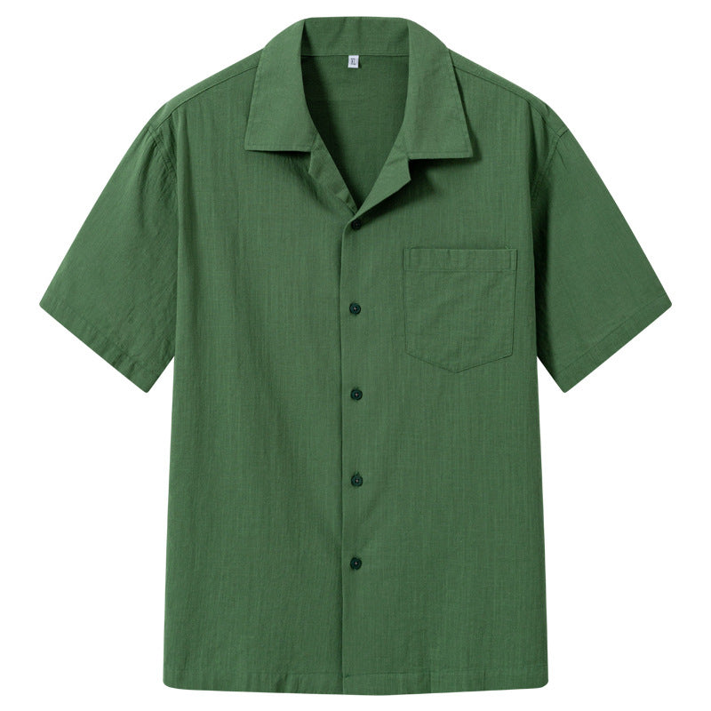 Camisa de manga corta de algodón transpirable con tejido de bambú para hombre