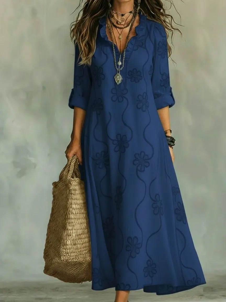 Vestido bata informal holgado estampado