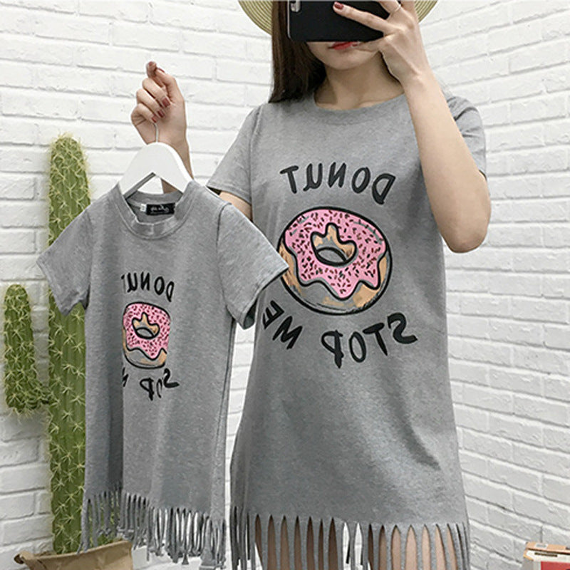 Vestido con Flecos Donut a Juego Madre e Hija — Algodón