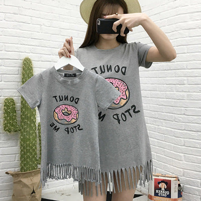 Vestido con Flecos Donut a Juego Madre e Hija — Algodón