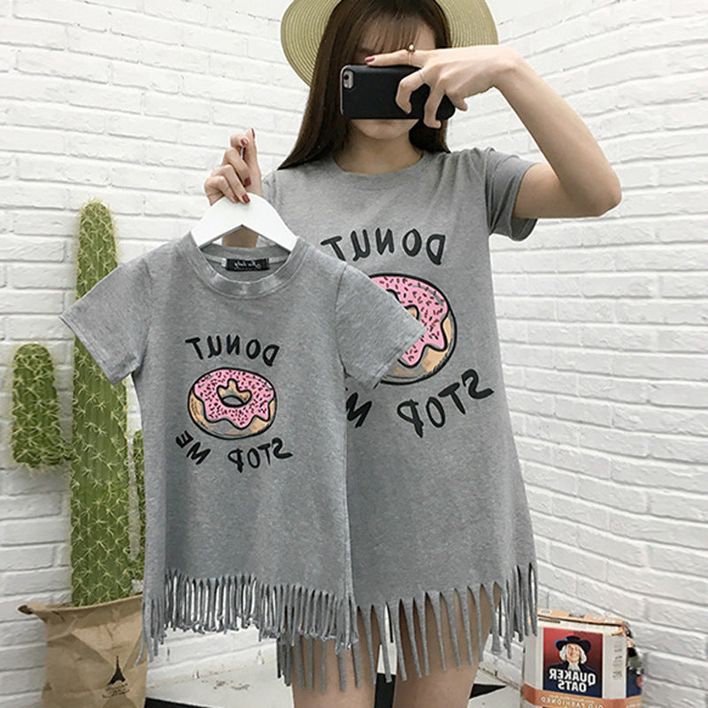 Vestido con Flecos Donut a Juego Madre e Hija — Algodón