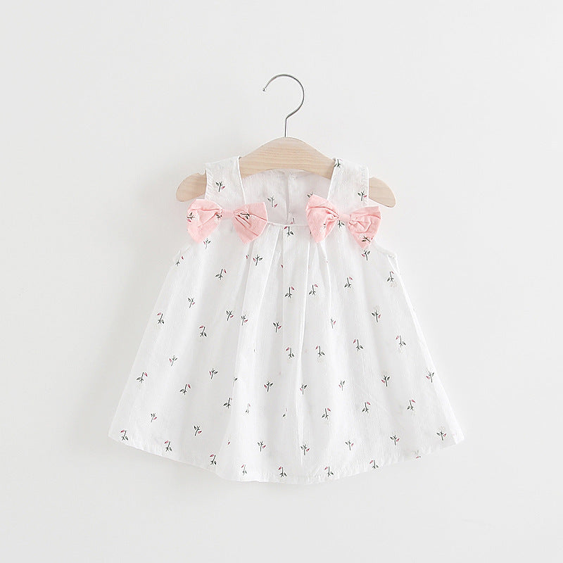 Falda Halter con Estampado Floral y Lazo para Niña — Algodón