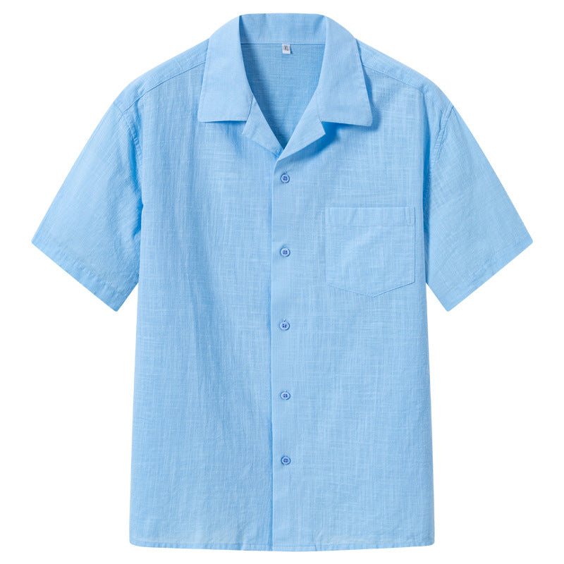 Camisa de manga corta de algodón transpirable con tejido de bambú para hombre