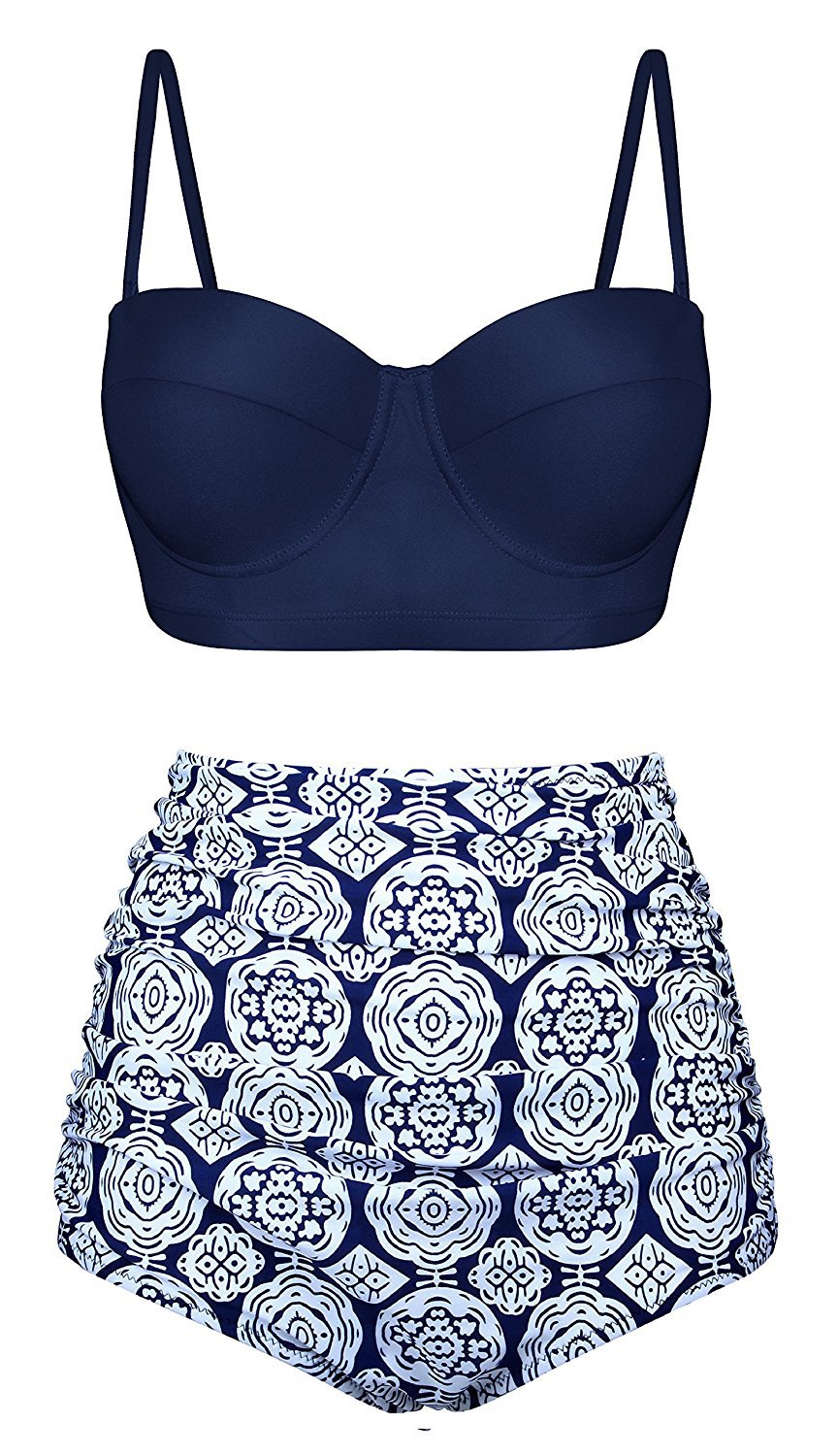 Bikinis de cintura alta traje de baño de talla grande para mujer trajes de baño Retro Floral juego de Bikini estilo Push Up ropa de playa Biquini