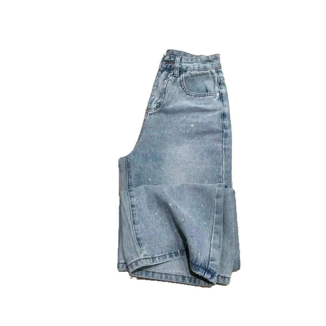 Pantalones Vaqueros de Pierna Ancha con Brillo para Mujer