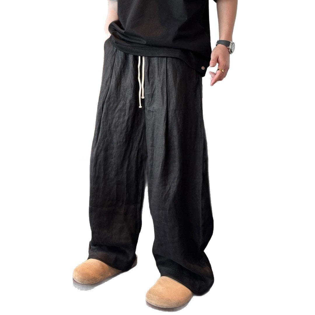 Pantalones casuales de pierna ancha de color liso, versátiles ya la moda.