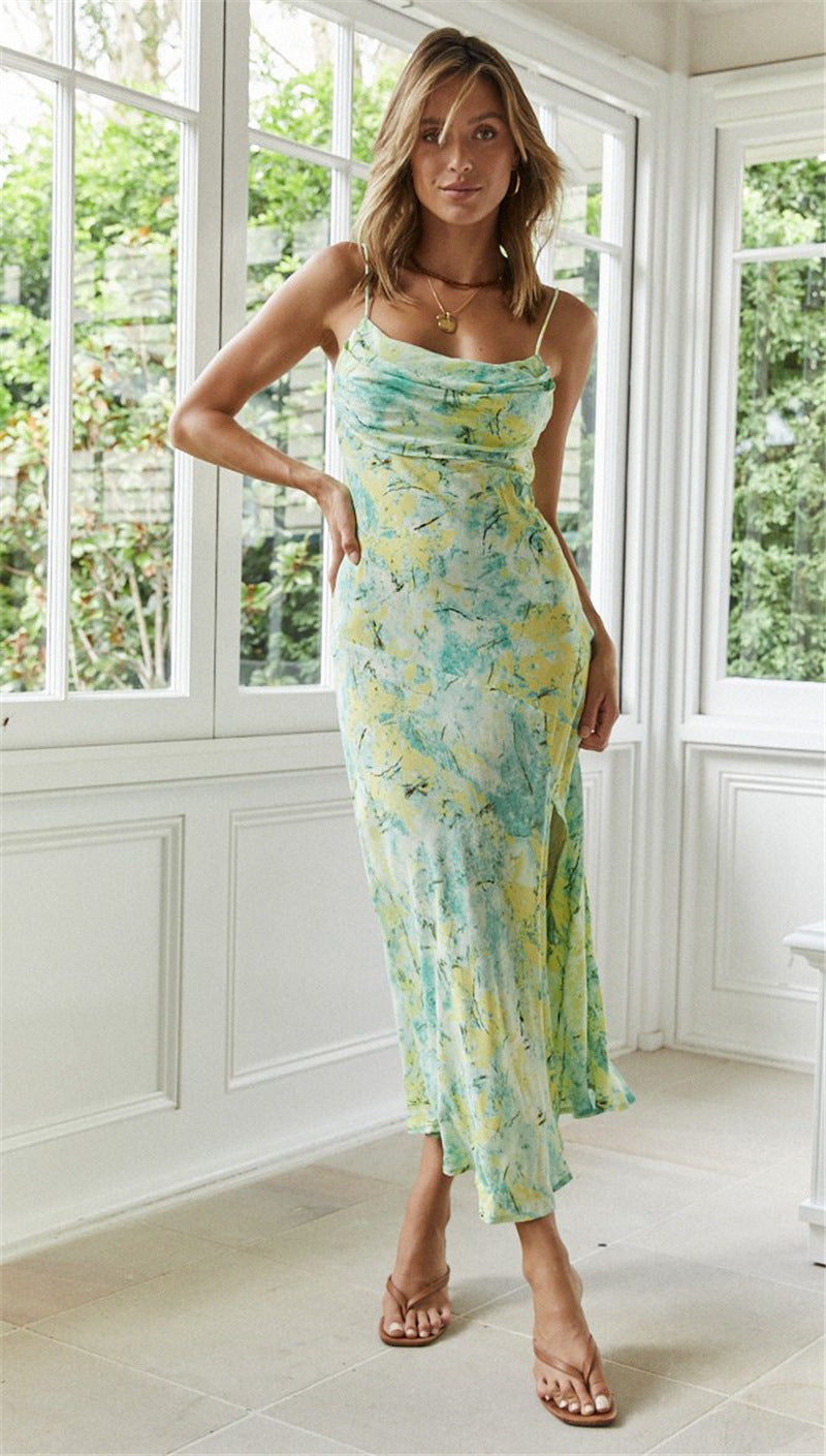 Vestido de Playa Slim Elegante Estilo Europeo y Americano