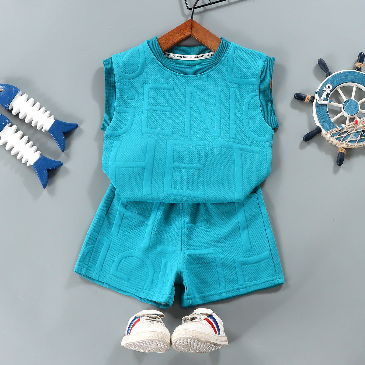 Conjunto de Dos Piezas: Camiseta sin Mangas y Pantalón Corto para Niños — Estilo Coreano