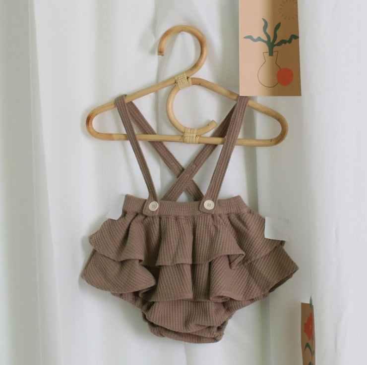 Vestido bebé niña de lino y algodón — estampado floral con tirantes