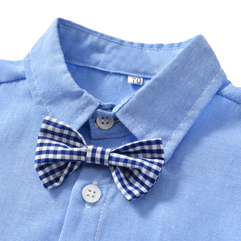 Conjunto de camisa y pantalón con tirantes para niño — a la moda